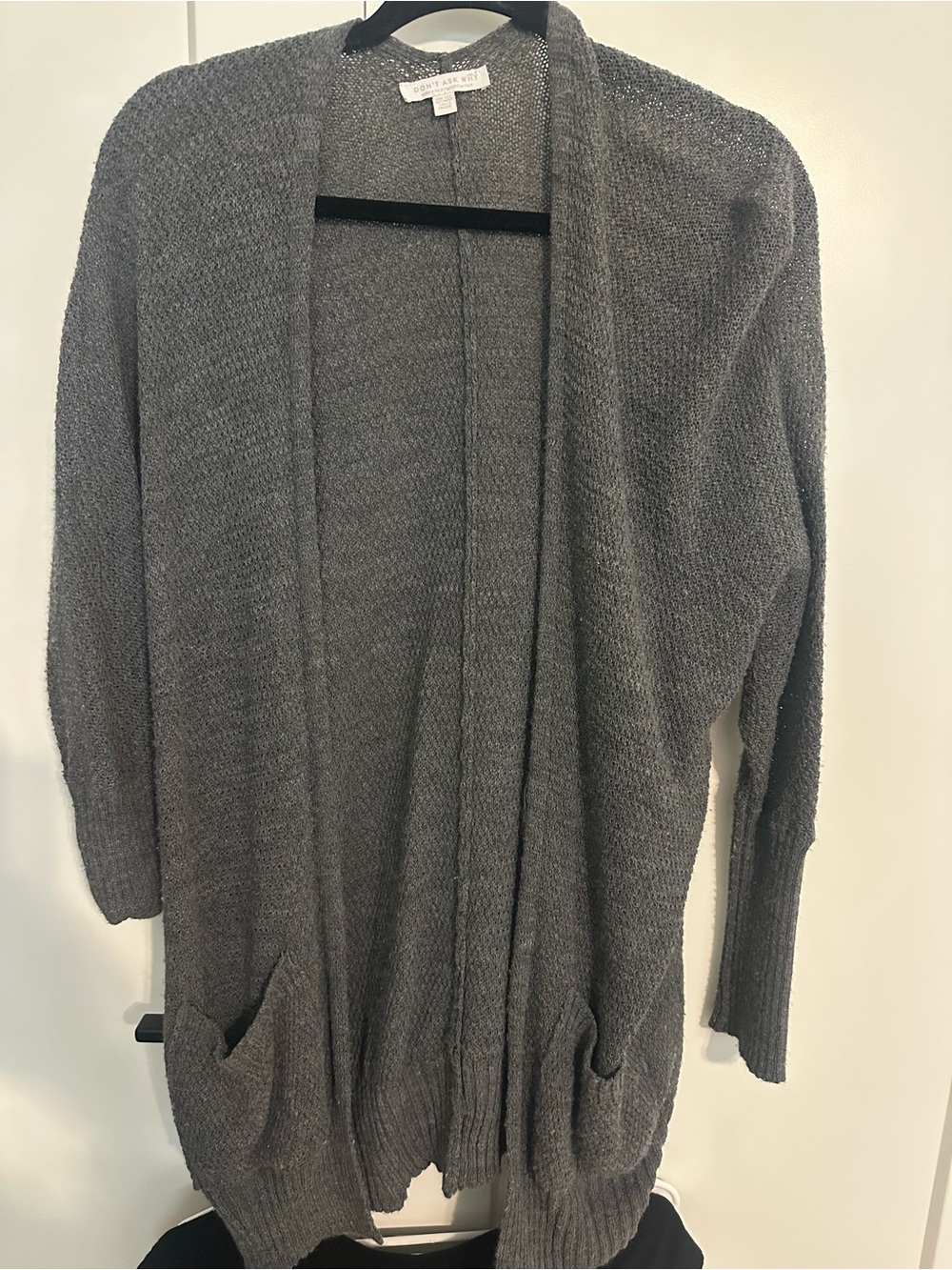 Don't Ask Why Charcoal Open Knit Cardigan